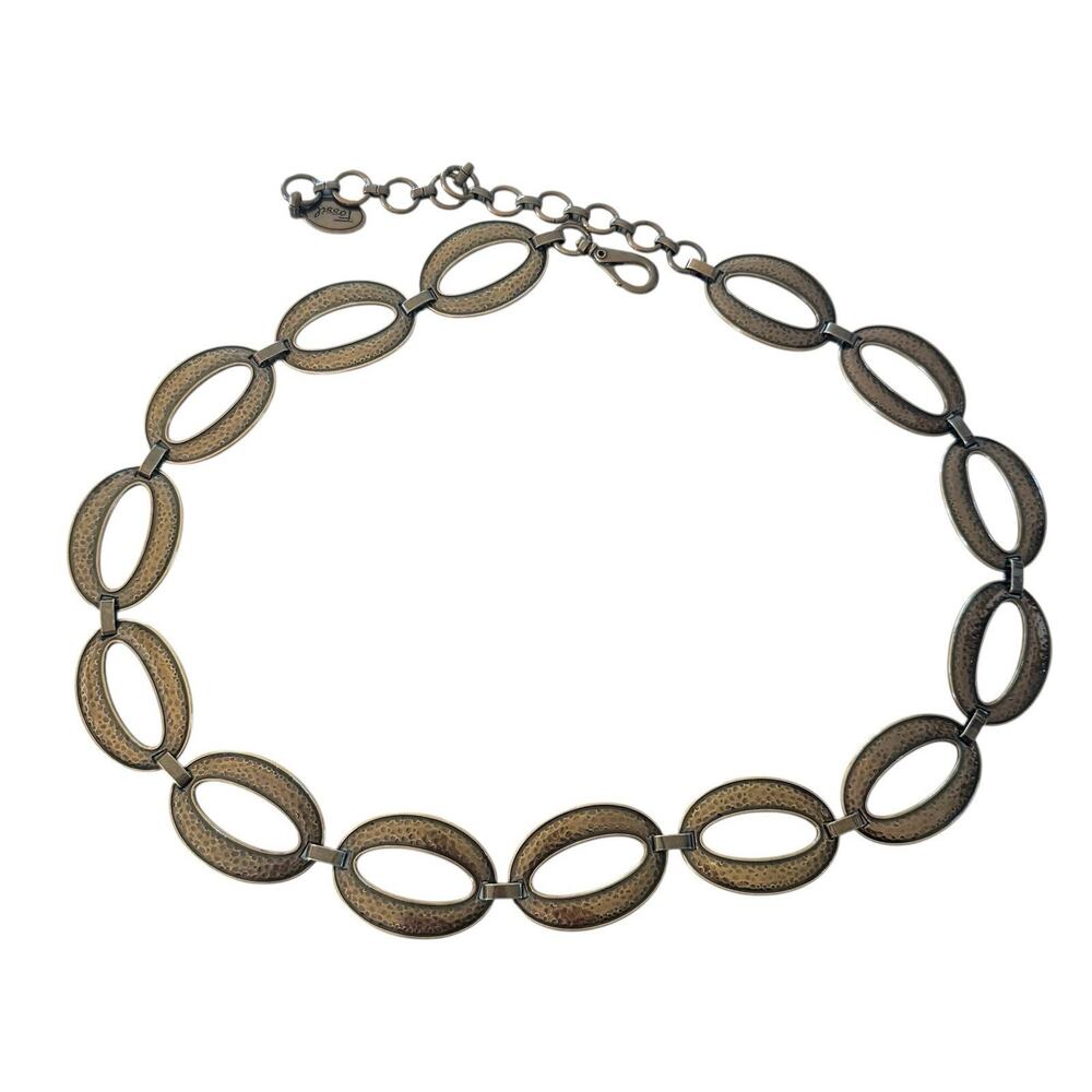 Fossil Brass Metal Oval Chain Concho Belt Y2K Lobster‎ Clasp 33-44”